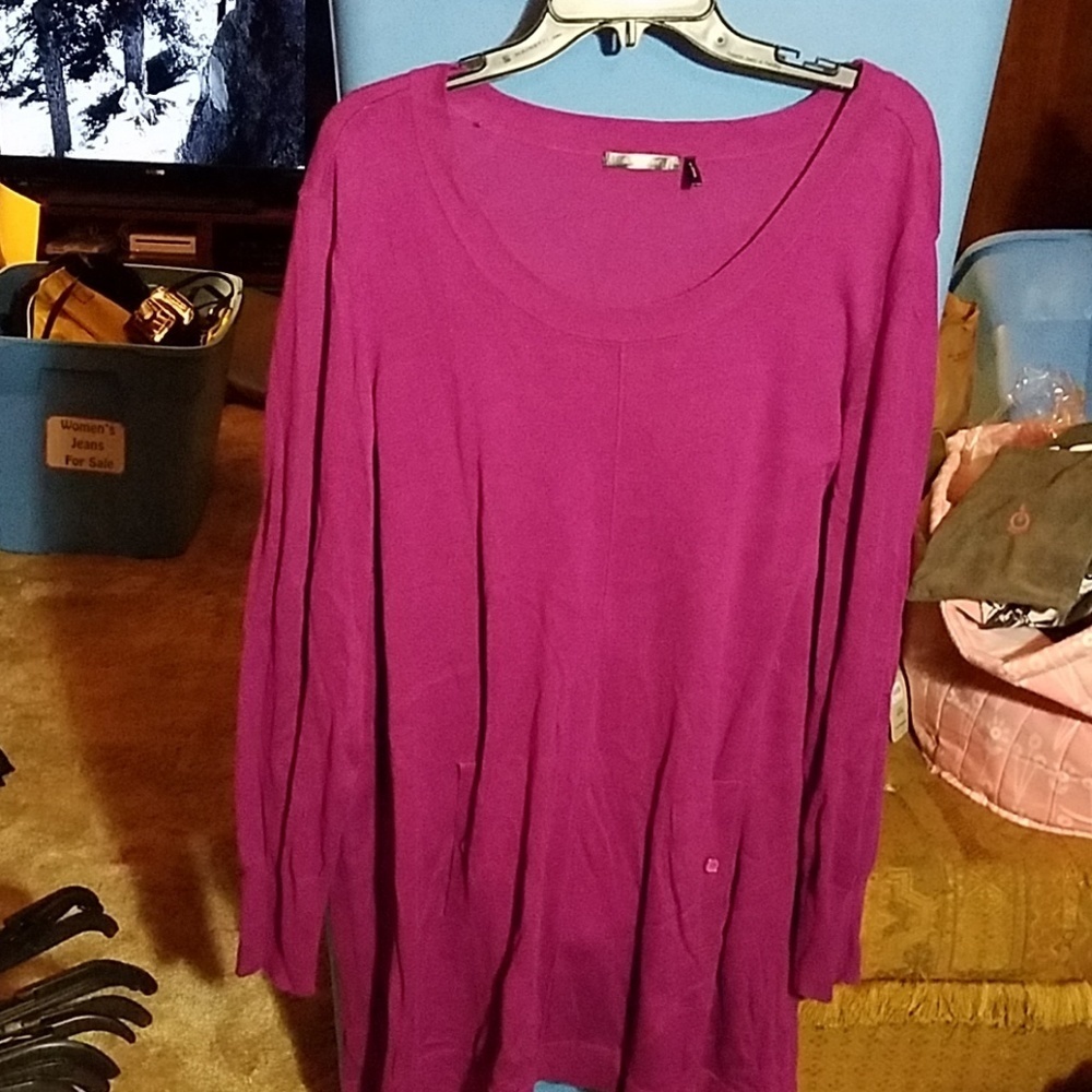 DAISY FUENTES Large Long Sweater Plum Purple